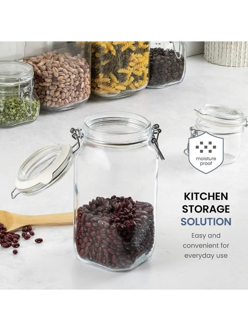 Airtight Clear Glass Jar - 1.5L BPA-Free Storage Container for Candy, Pasta